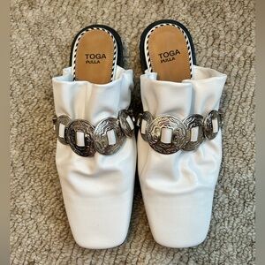Toga Pulla White Loafer Slides